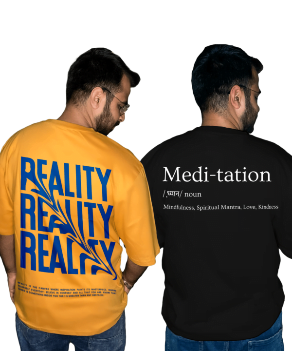 Meditation with Reality Premium Combo Oversize Tshirt (Pack of 2)