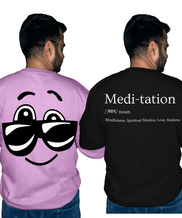 Meditation with Smile Premium Combo Oversize Tshirt (Pack of 2)