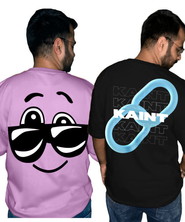 Smiley with Kaint Roomy Combo Oversized T shirt (Pack of 2)