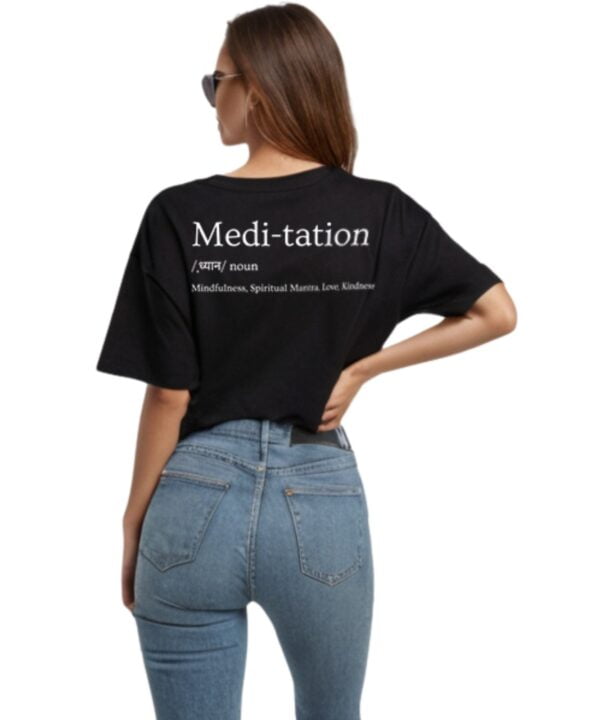 Meditation - ध्यान - Mindfulness Mantra Oversized T Shirt - Image 2